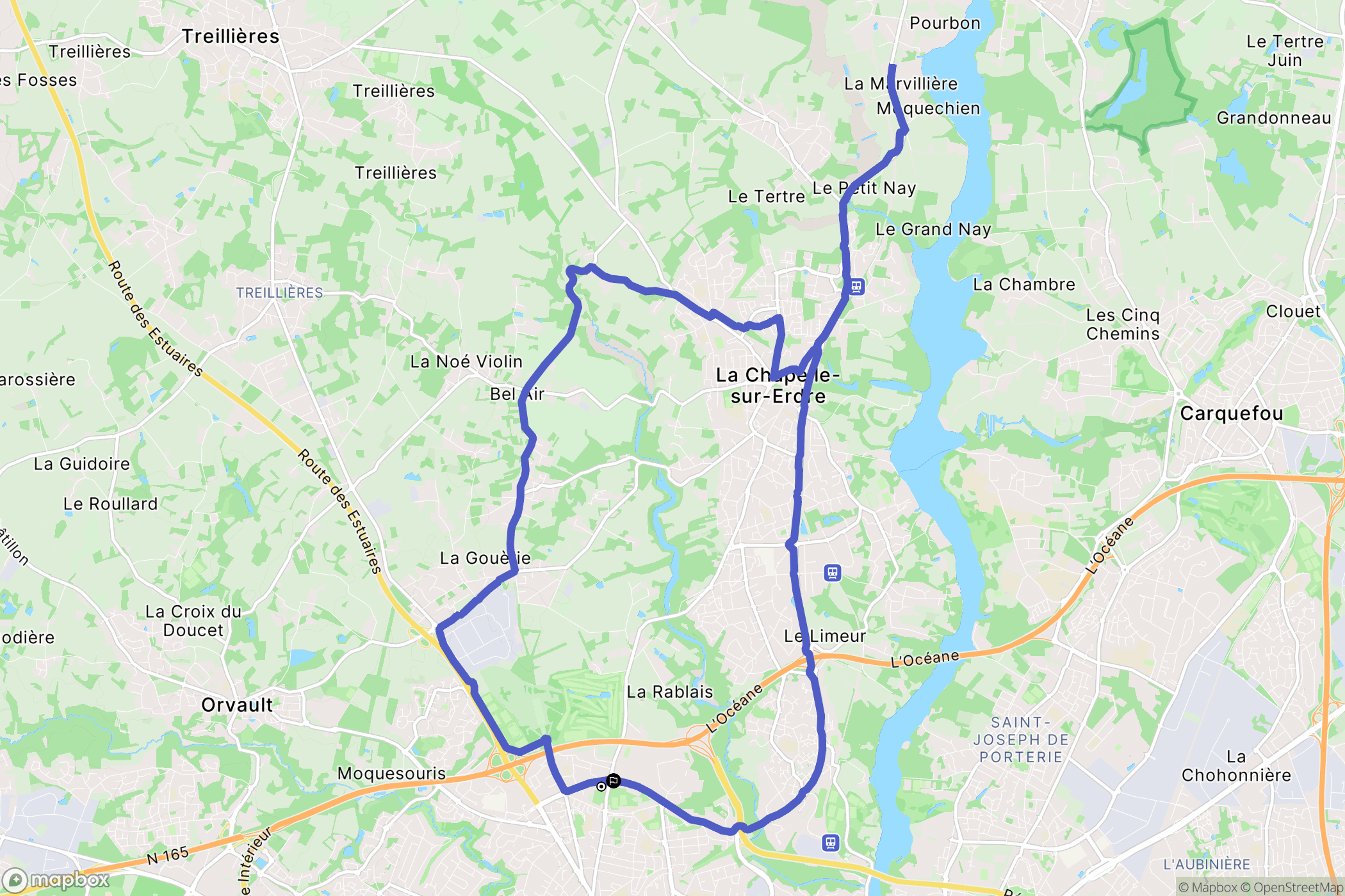 Nantes : carte du parcours de randonnée - France