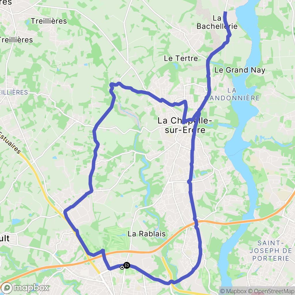 Nantes : carte du parcours de randonnée - France