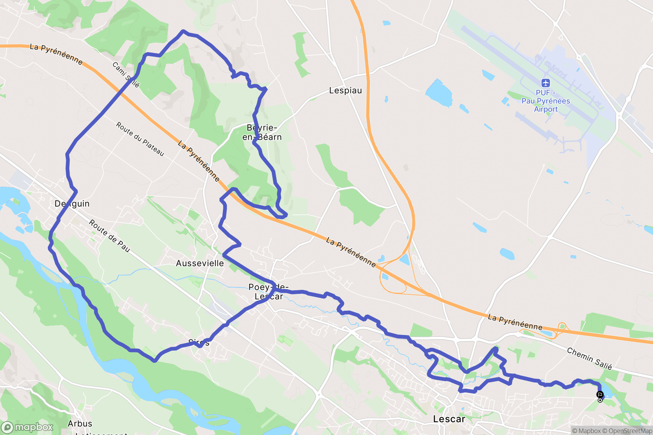 Lescar : carte du parcours de randonnée - France