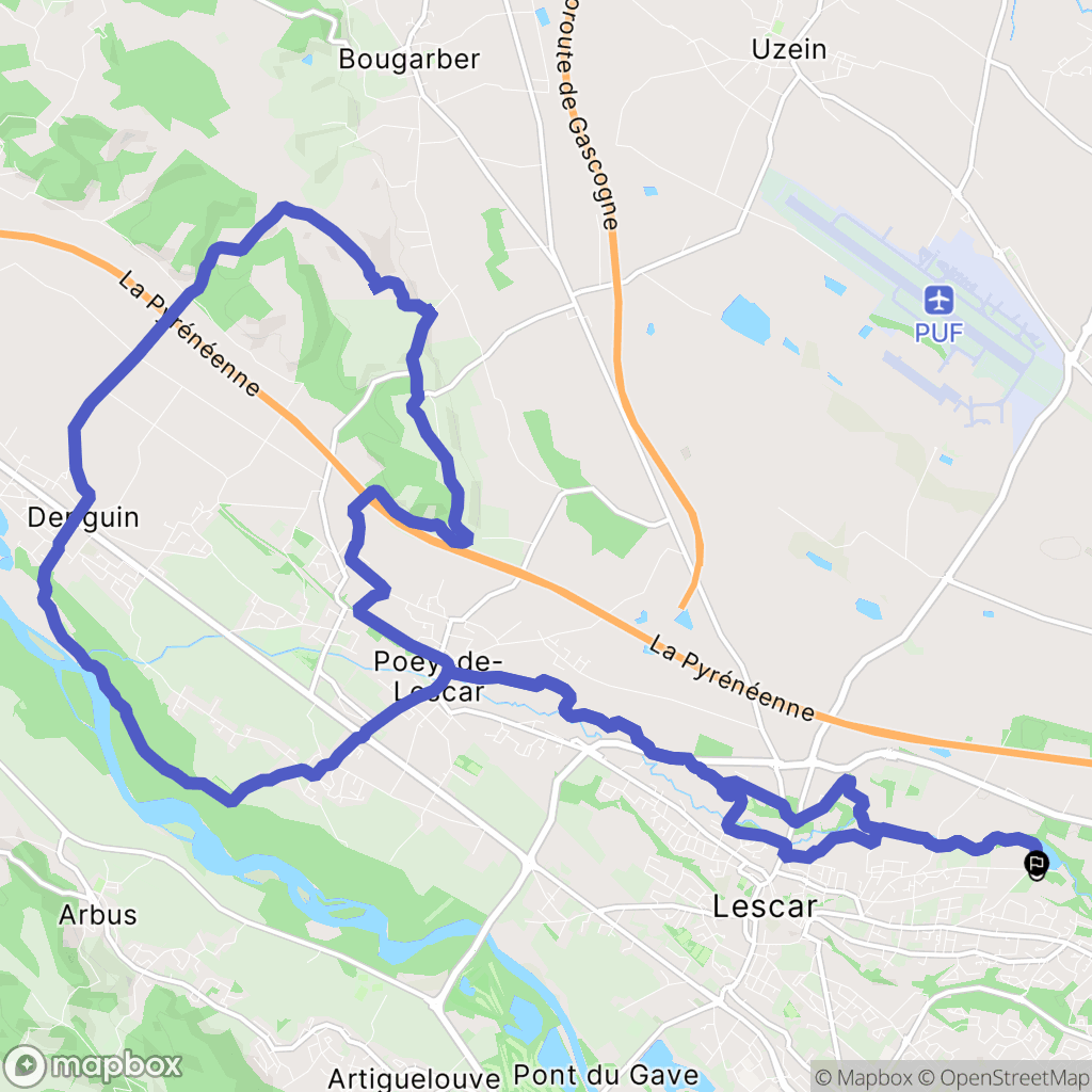 Lescar : carte du parcours de randonnée - France