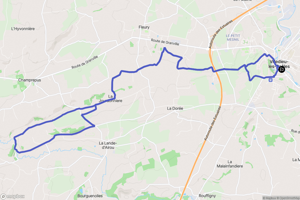 Villedieu-les-Poêles-Rouffigny : carte du parcours de randonnée - France