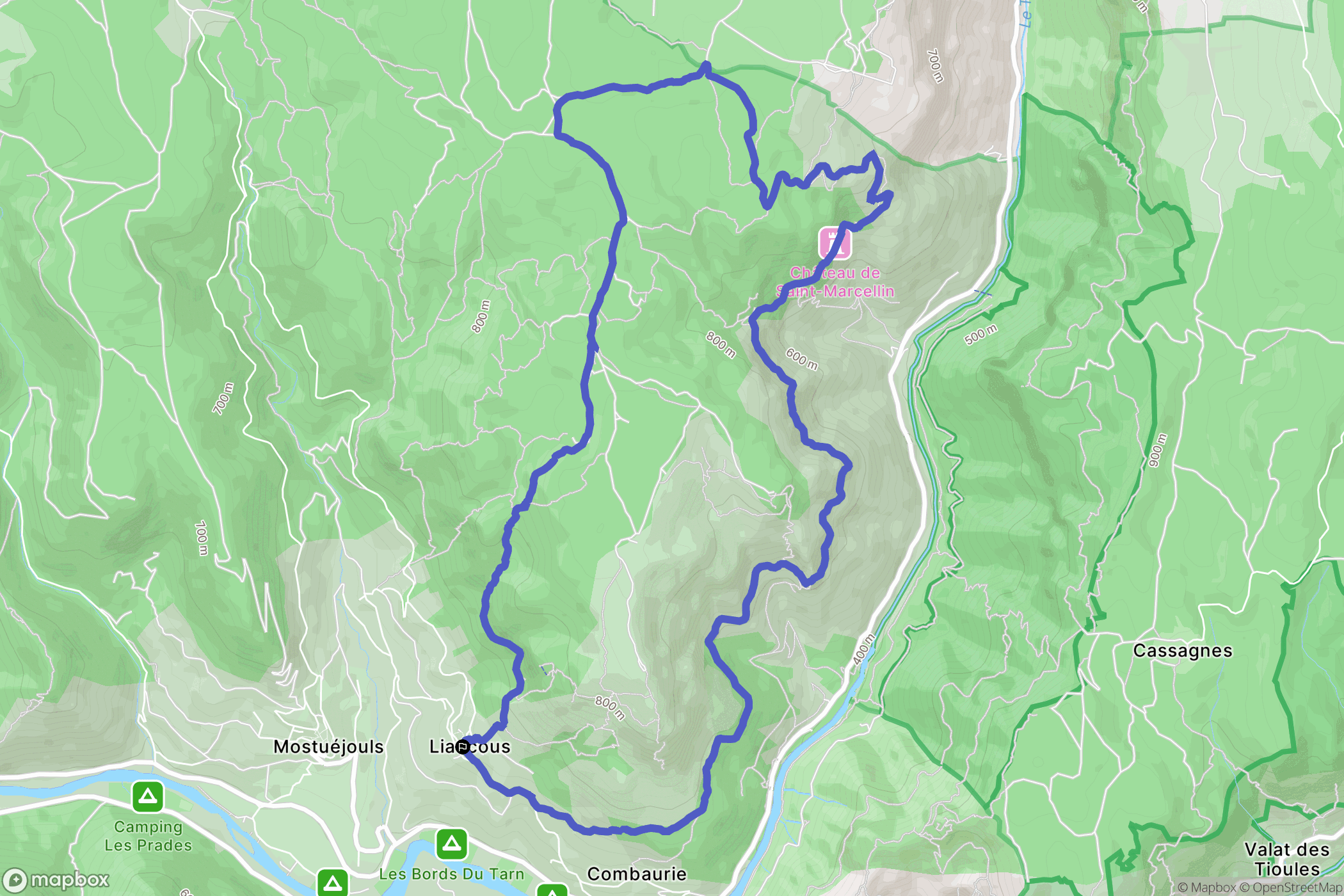 Liaucous : carte du parcours de randonnée - France