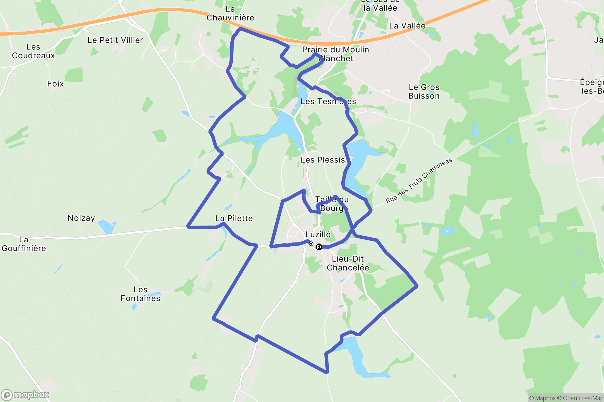 Luzillé : carte du parcours de randonnée - France