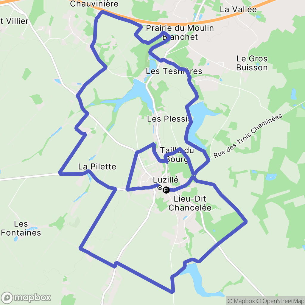 Luzillé : carte du parcours de randonnée - France
