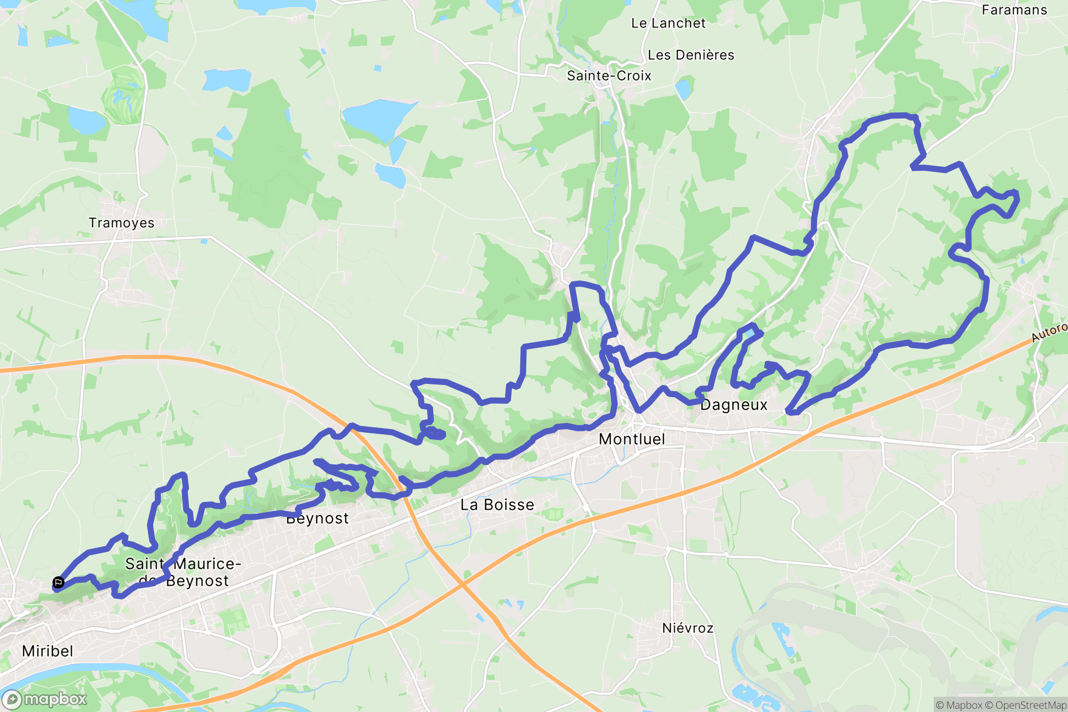 Miribel : carte du parcours de randonnée - France