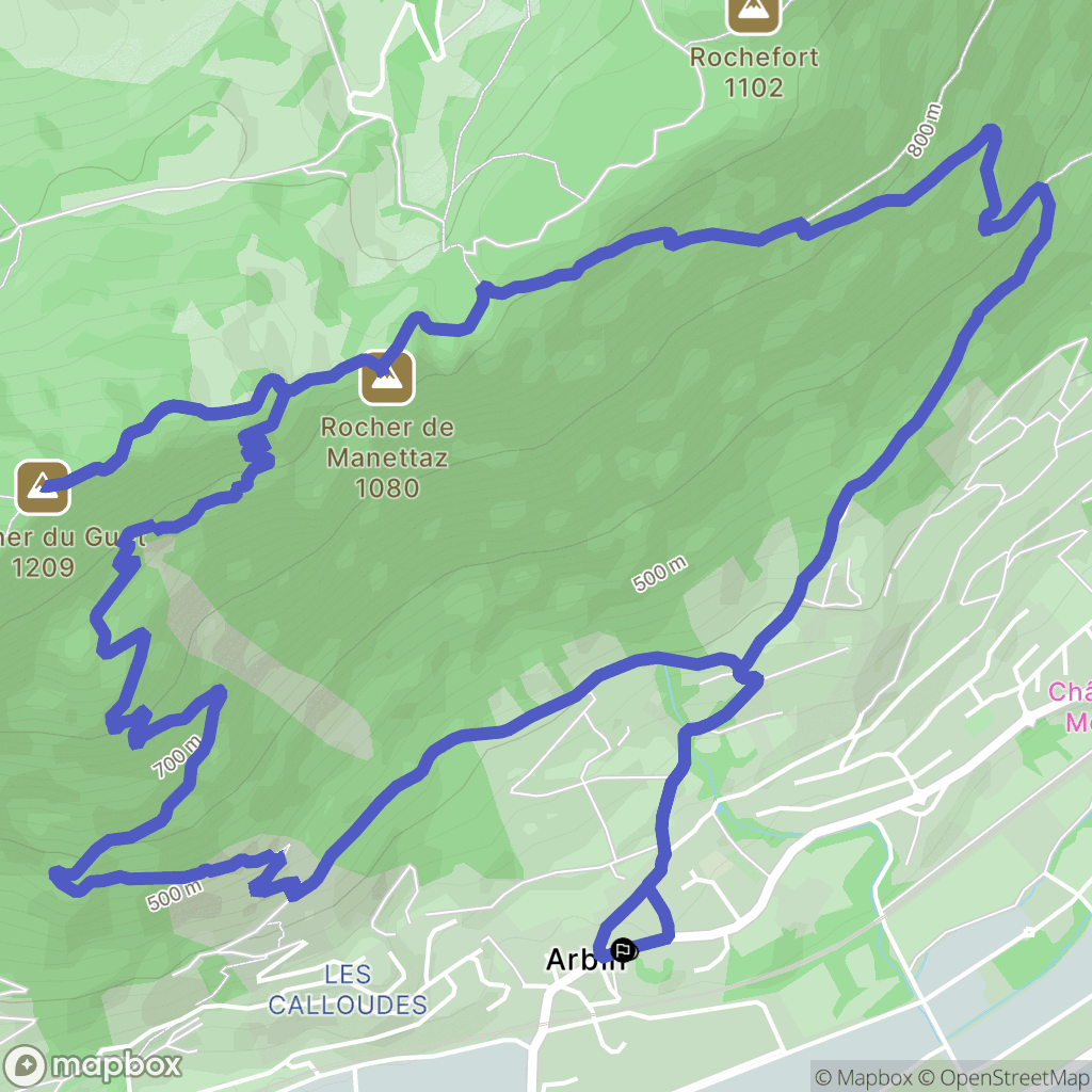 Arbin : carte du parcours de randonnée - France