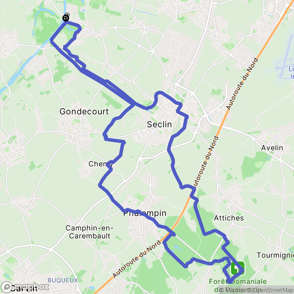 Houplin-Ancoisne : carte du parcours de randonnée - France