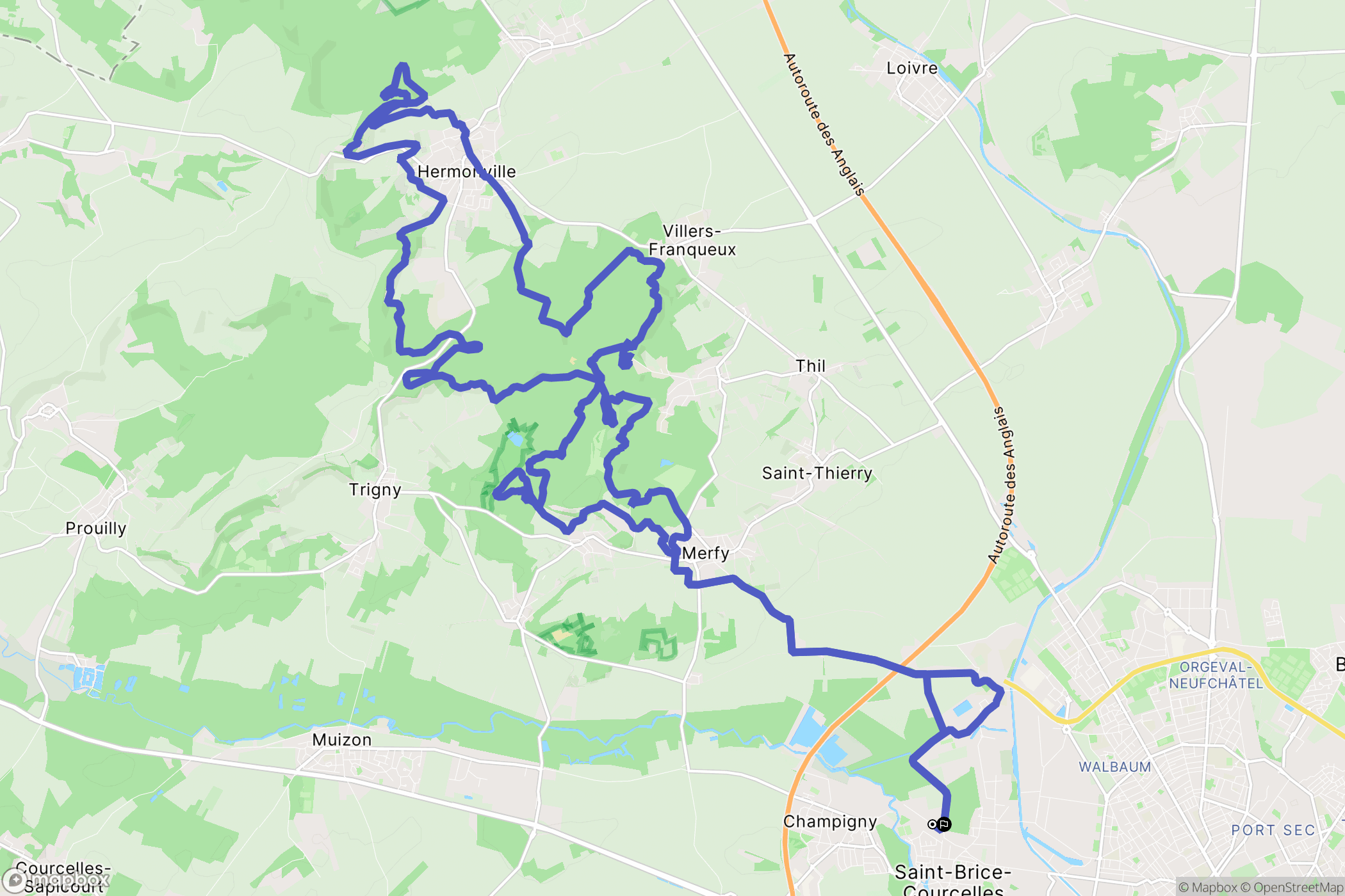 Saint-Brice-Courcelles : carte du parcours de randonnée - France