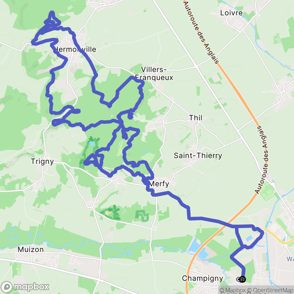 Saint-Brice-Courcelles : carte du parcours de randonnée - France