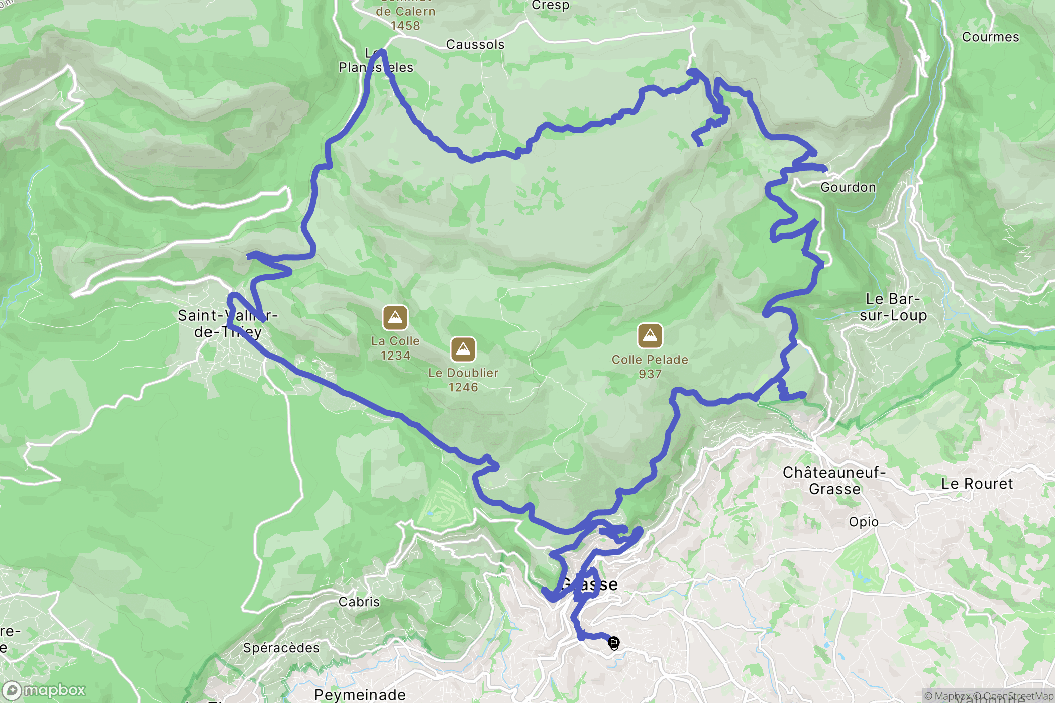 Grasse : carte du parcours de randonnée - France