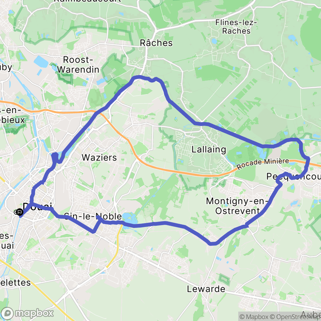 Douai : carte du parcours de randonnée - France
