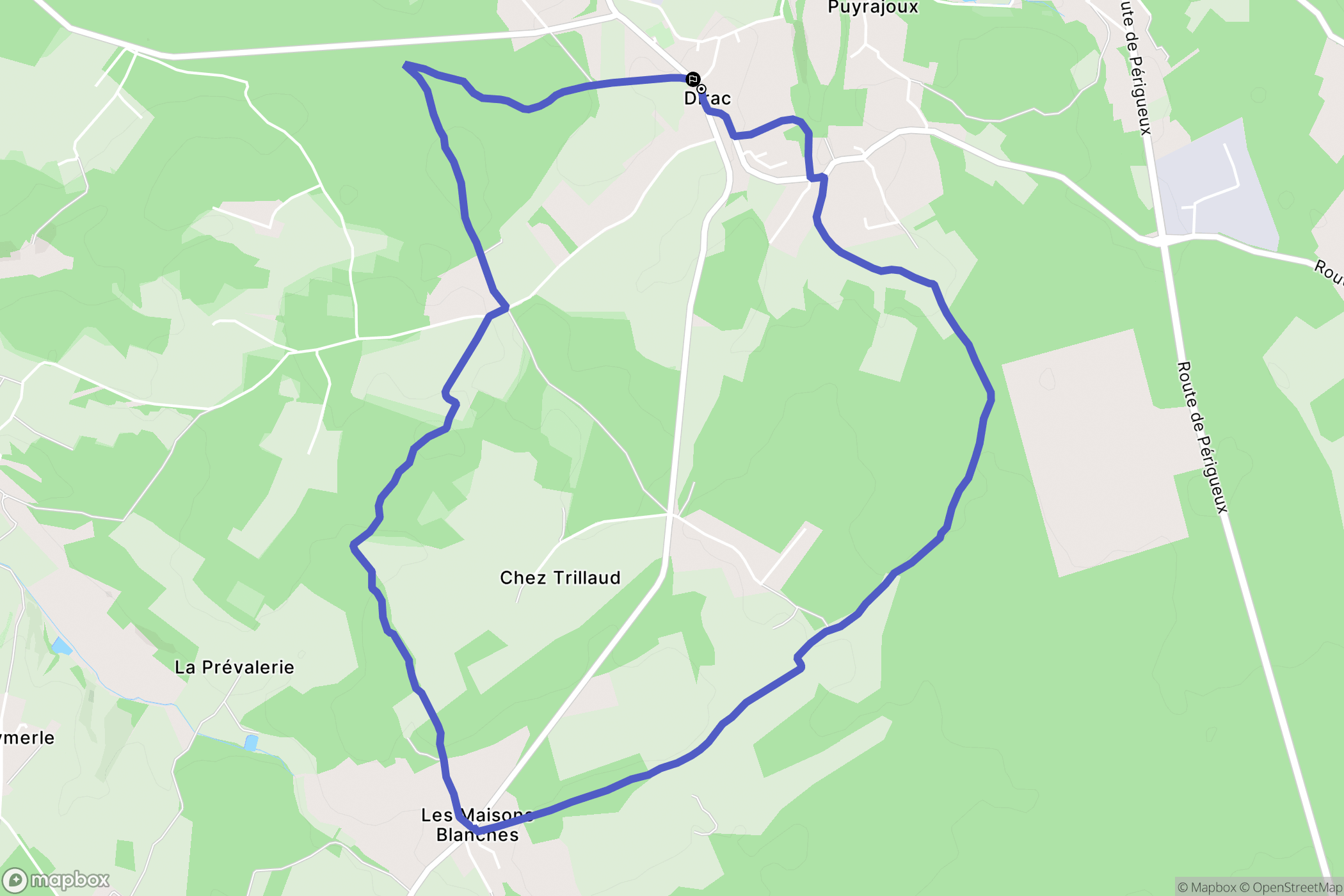 Dirac : carte du parcours de randonnée - France