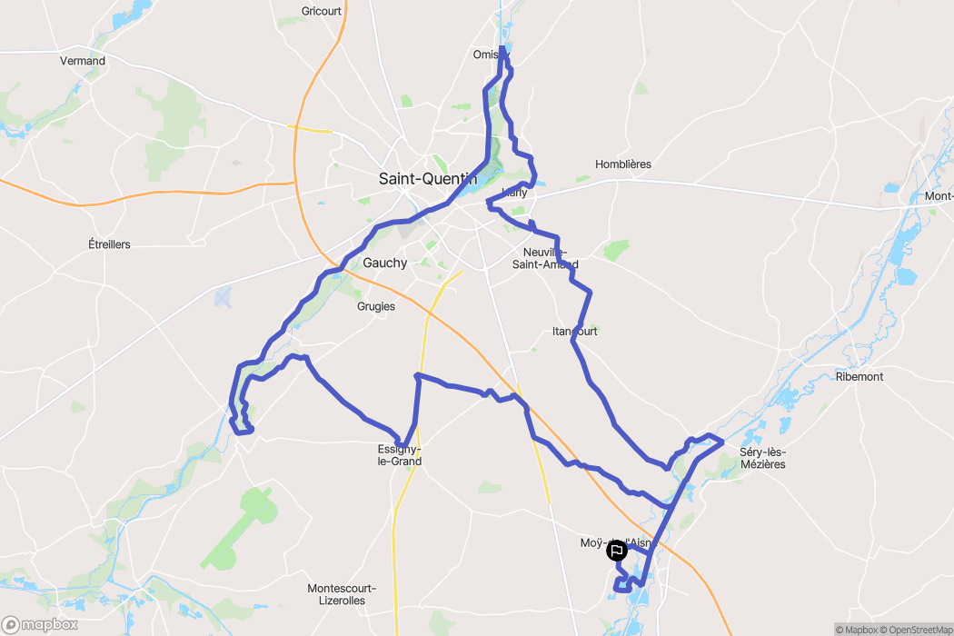 Moÿ-de-l'Aisne : carte du parcours de randonnée - France