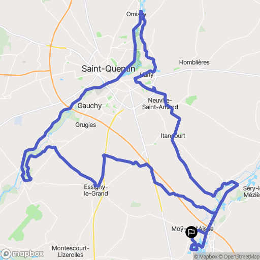 Moÿ-de-l'Aisne : carte du parcours de randonnée - France