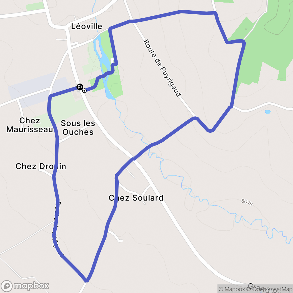 Léoville : carte du parcours de randonnée - France