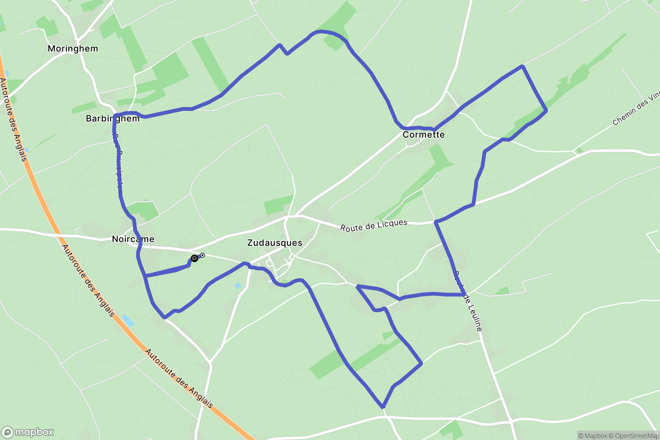 Zudausques : carte du parcours de randonnée - France