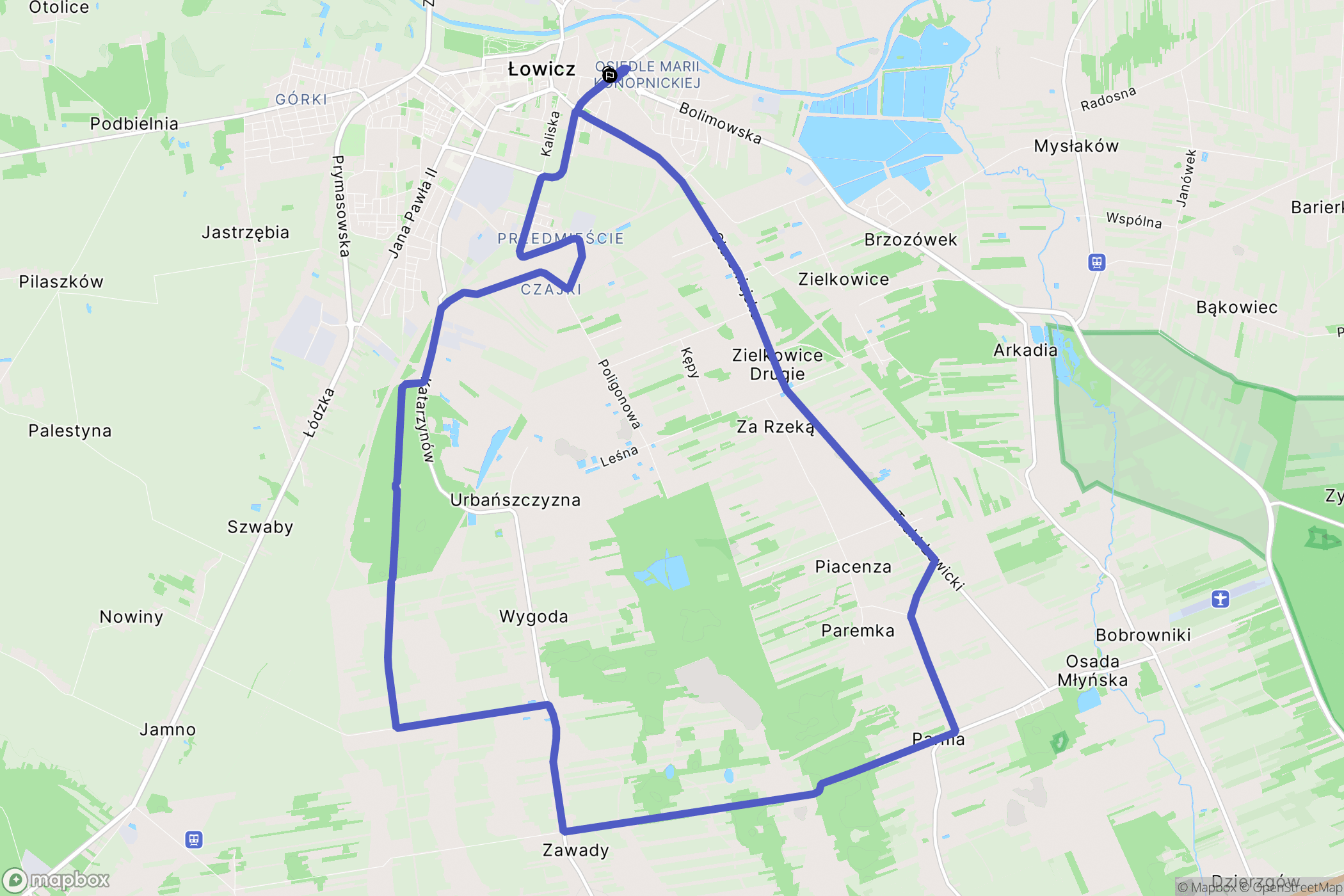 Łowicz: mapa trasy - Poland
