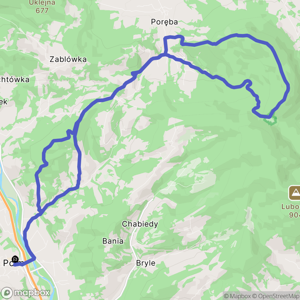 Pcim: mapa trasy - Poland