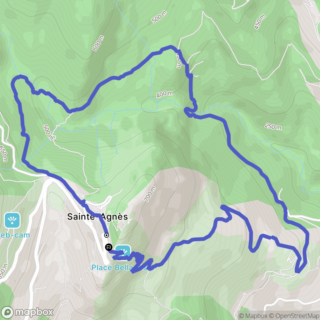 Sainte-Agnès : carte du parcours de randonnée - France