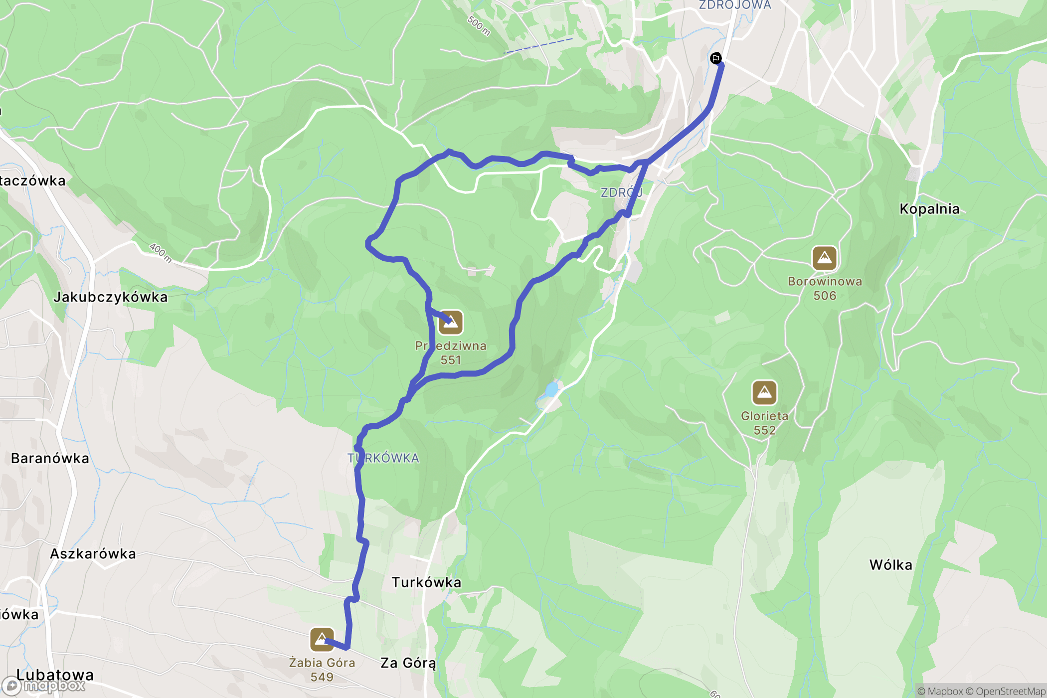 Iwonicz-Zdrój: mapa trasy - Poland