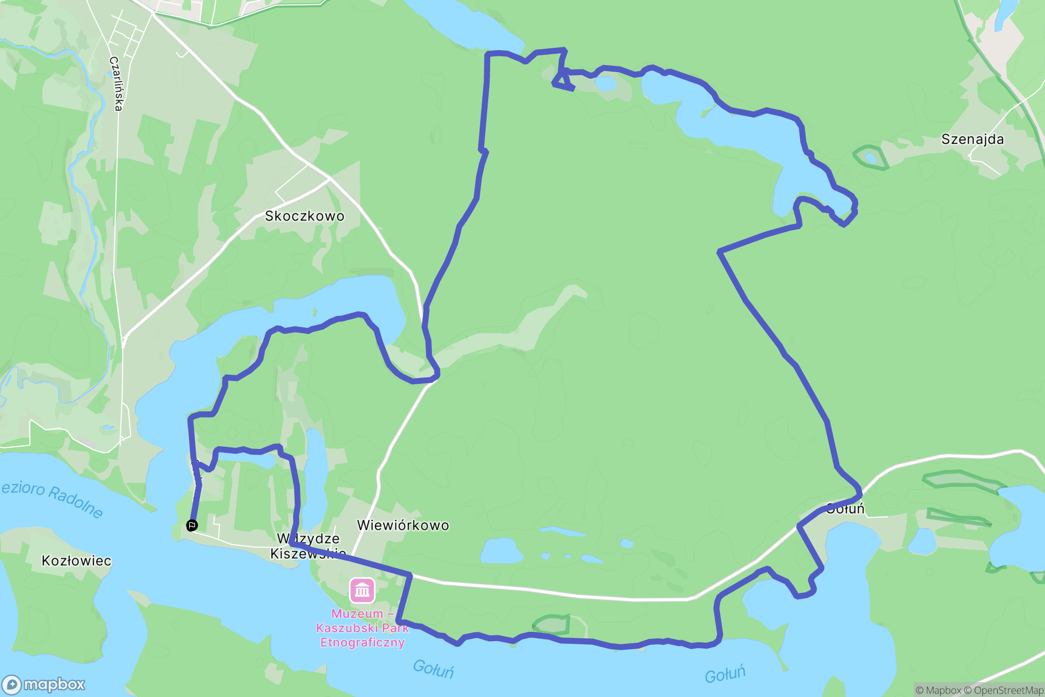 Wdzydze: mapa trasy - Poland