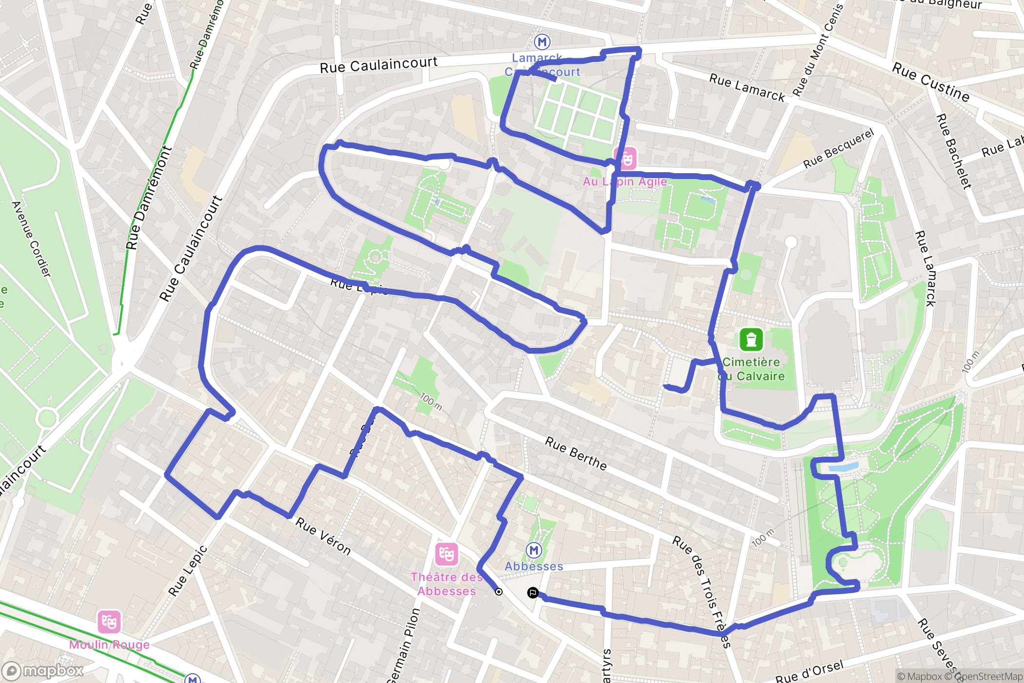 Paris : carte du parcours de randonnée - France