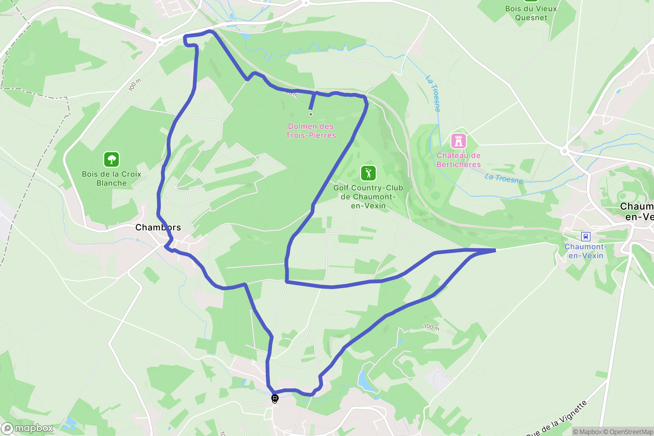 Delincourt : carte du parcours de randonnée - France