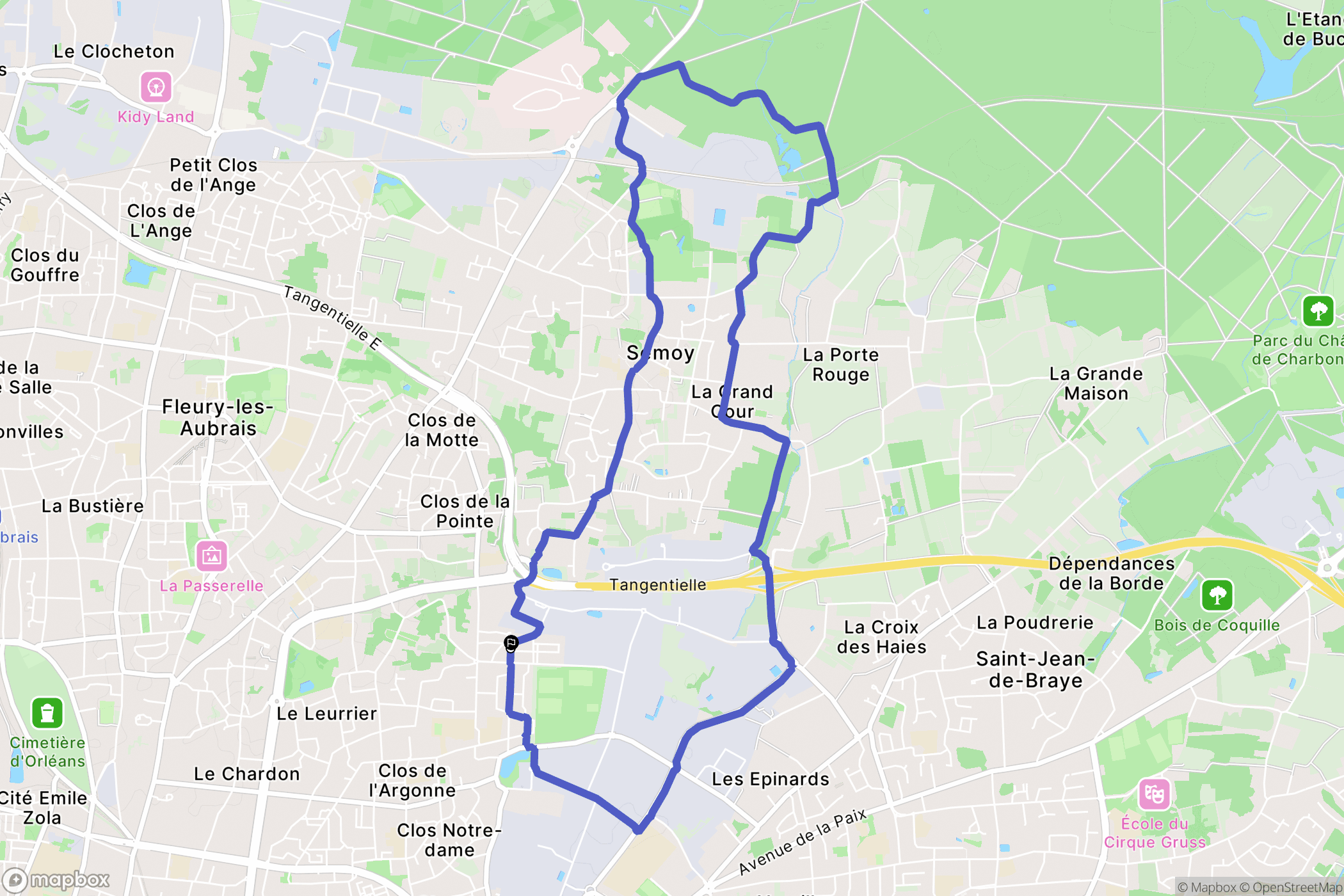Orléans : carte du parcours de randonnée - France