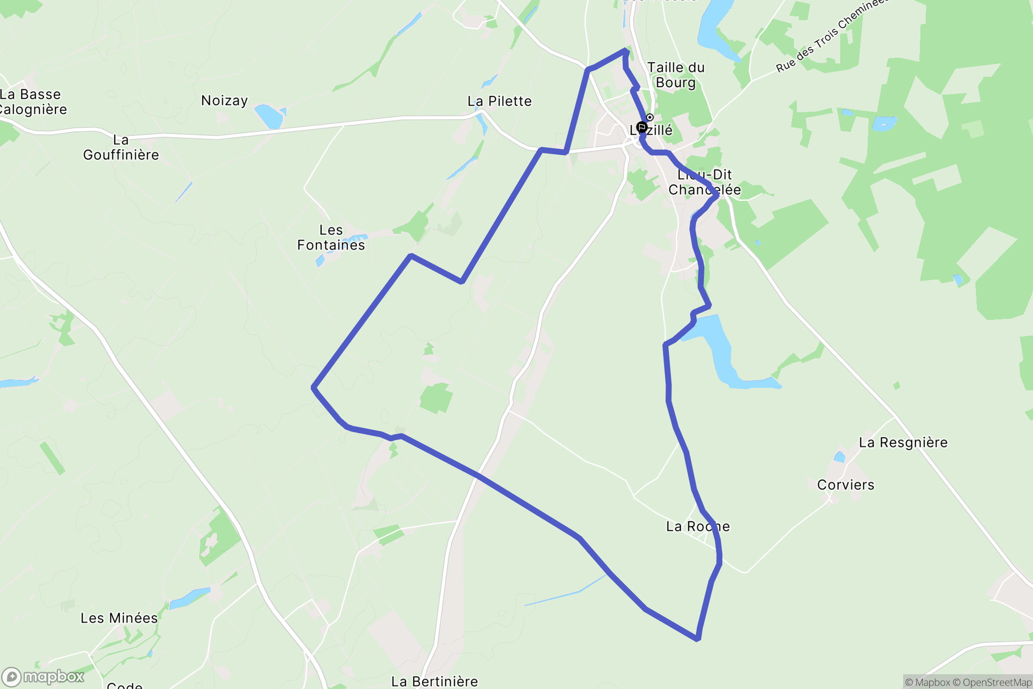 Luzillé : carte du parcours de randonnée - France