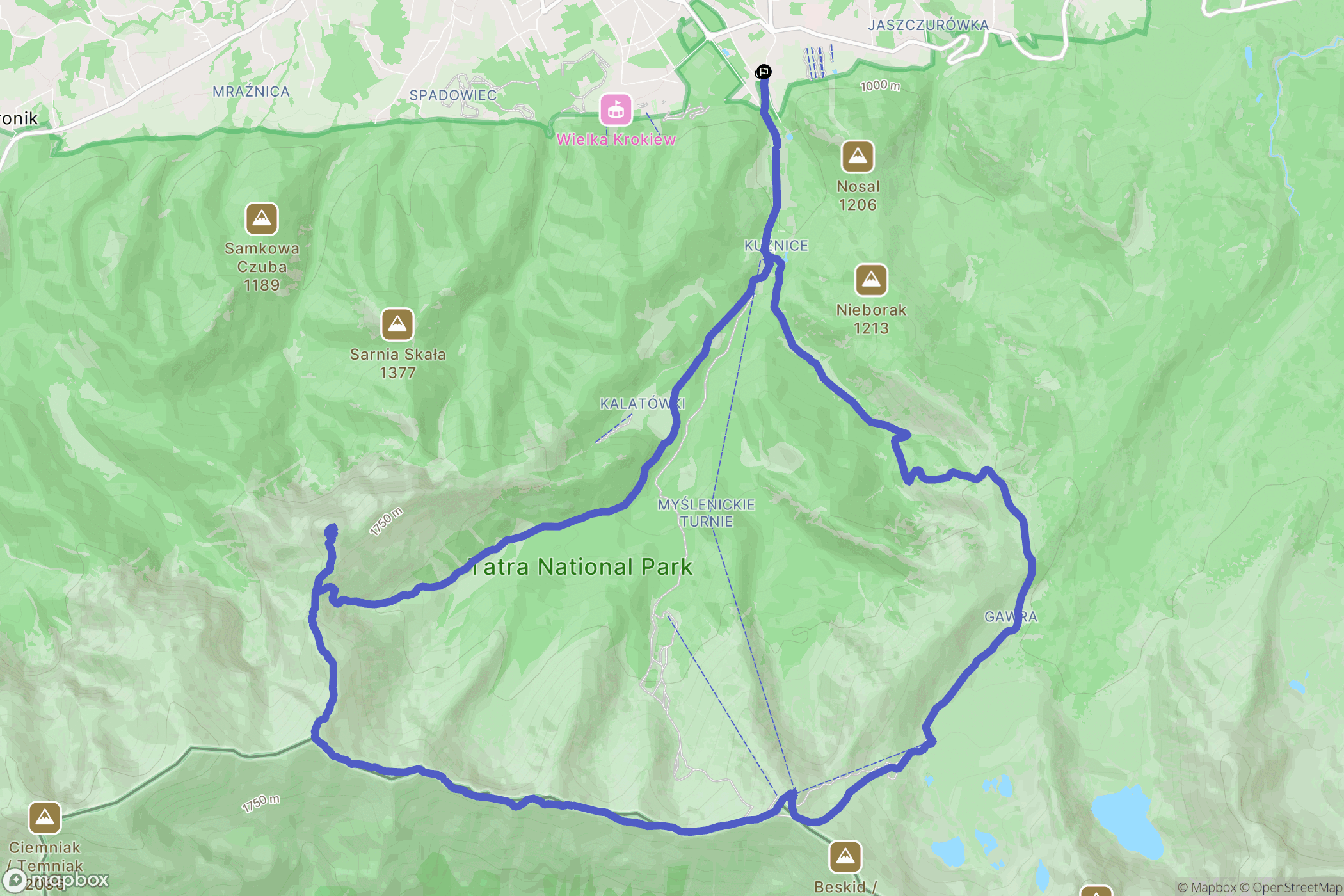 Zakopane: mapa trasy - Poland