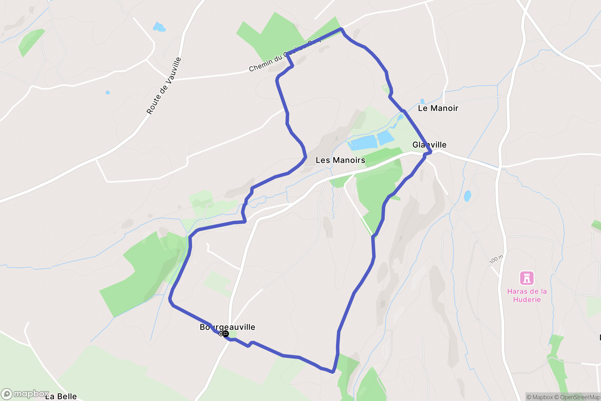 Bourgeauville : carte du parcours de randonnée - France