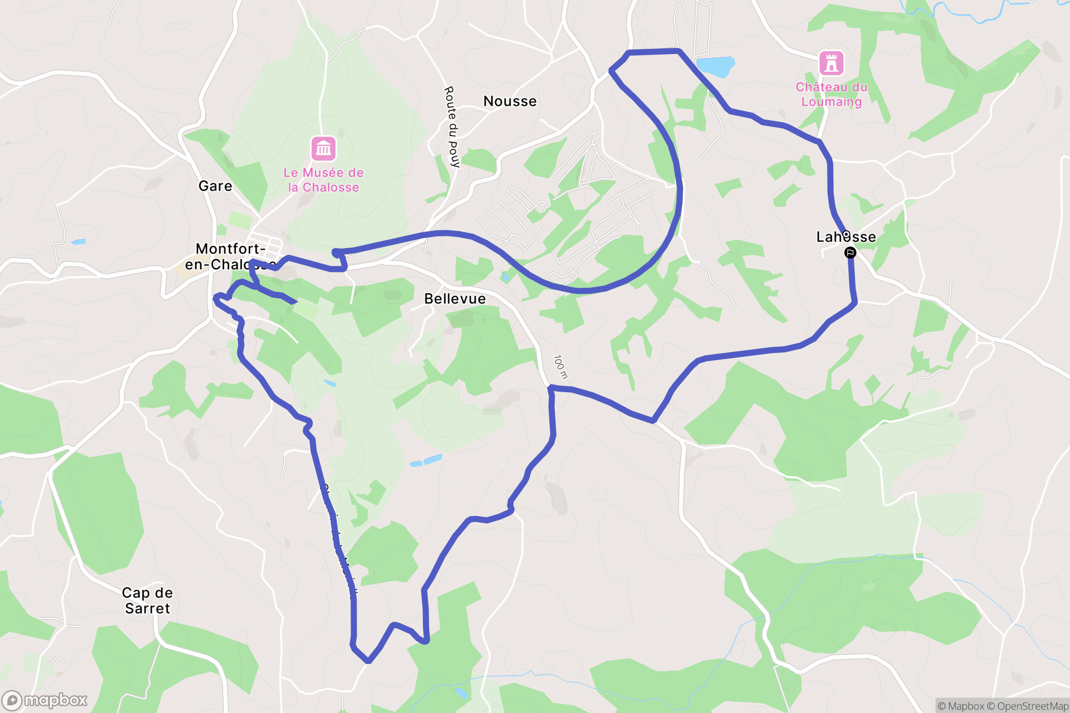 Lahosse : carte du parcours de randonnée - France