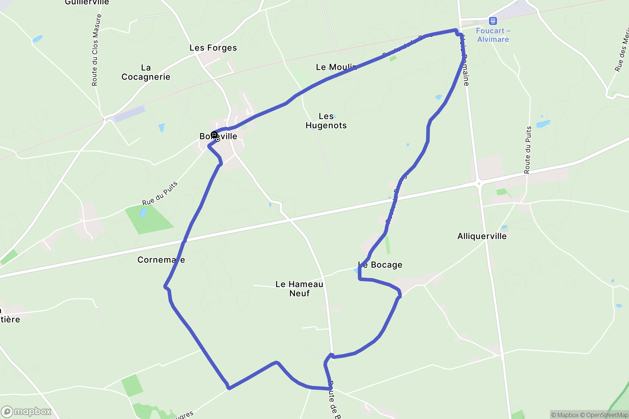 Bolleville : carte du parcours de randonnée - France