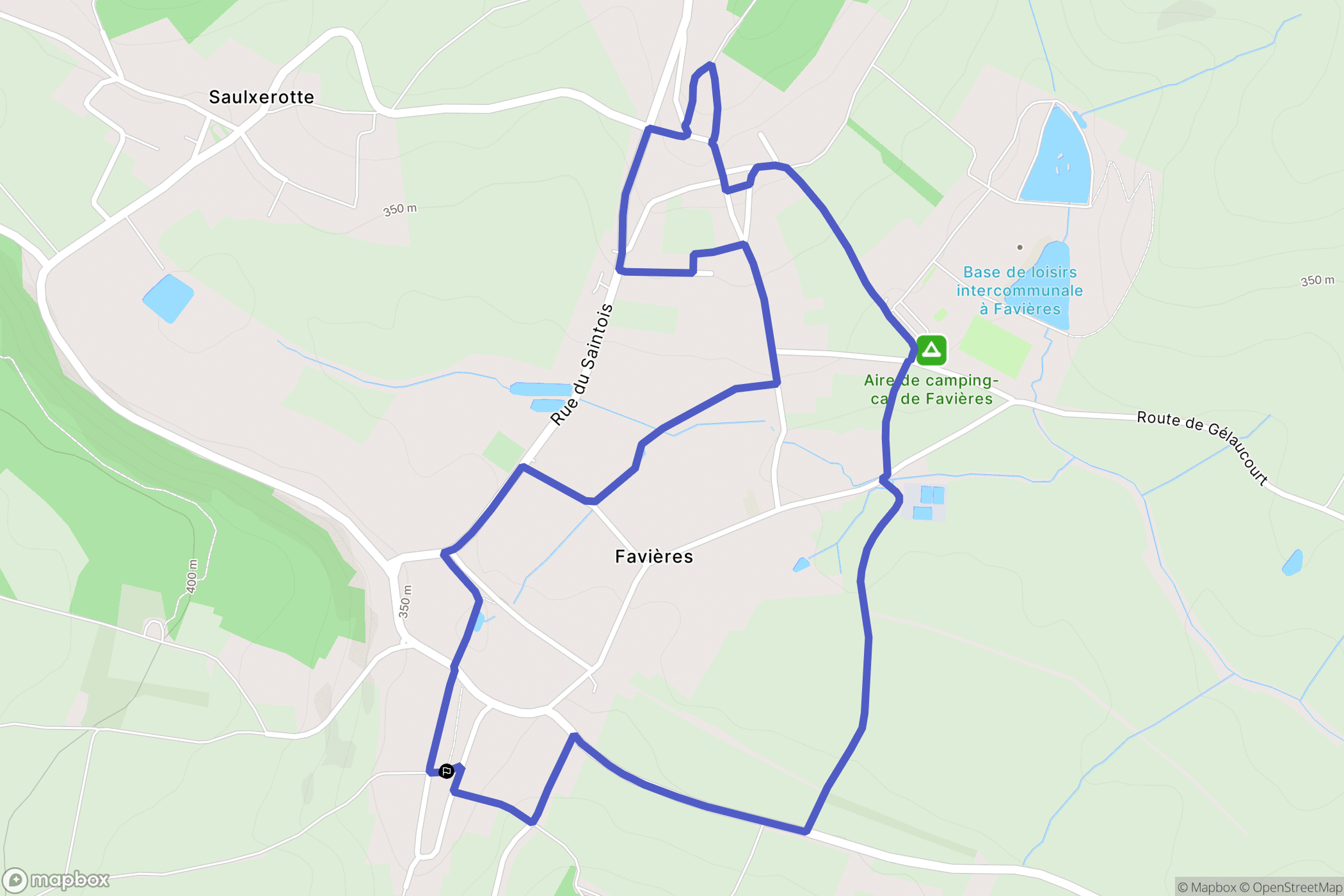 Favières : carte du parcours de randonnée - France