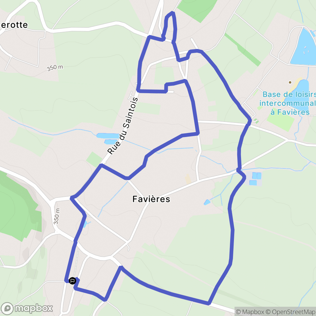 Favières : carte du parcours de randonnée - France