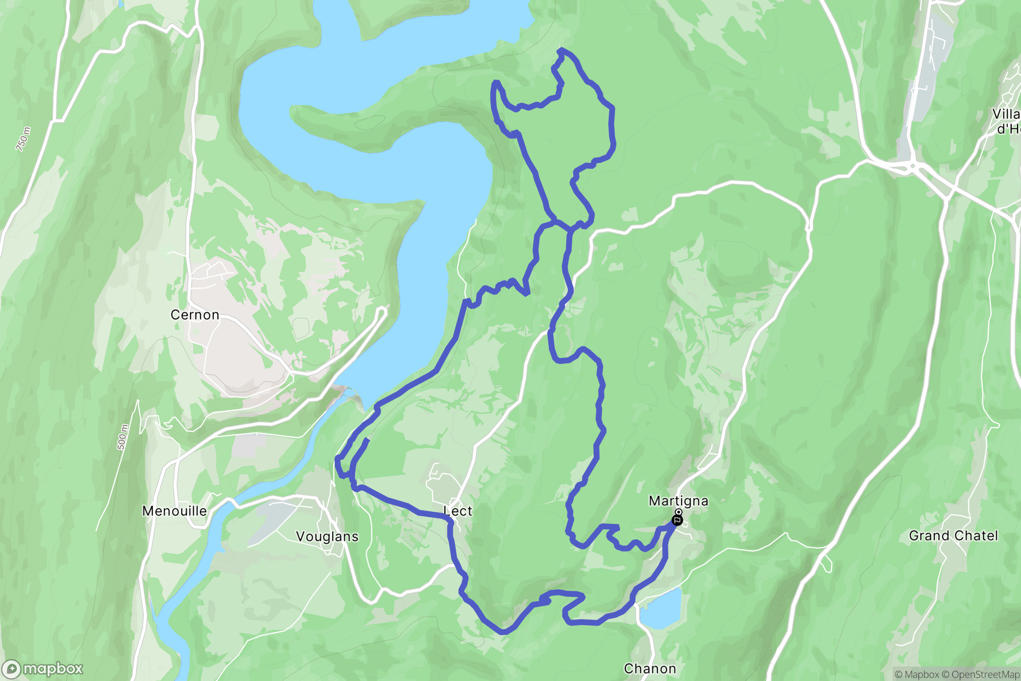 Martigna : carte du parcours de randonnée - France