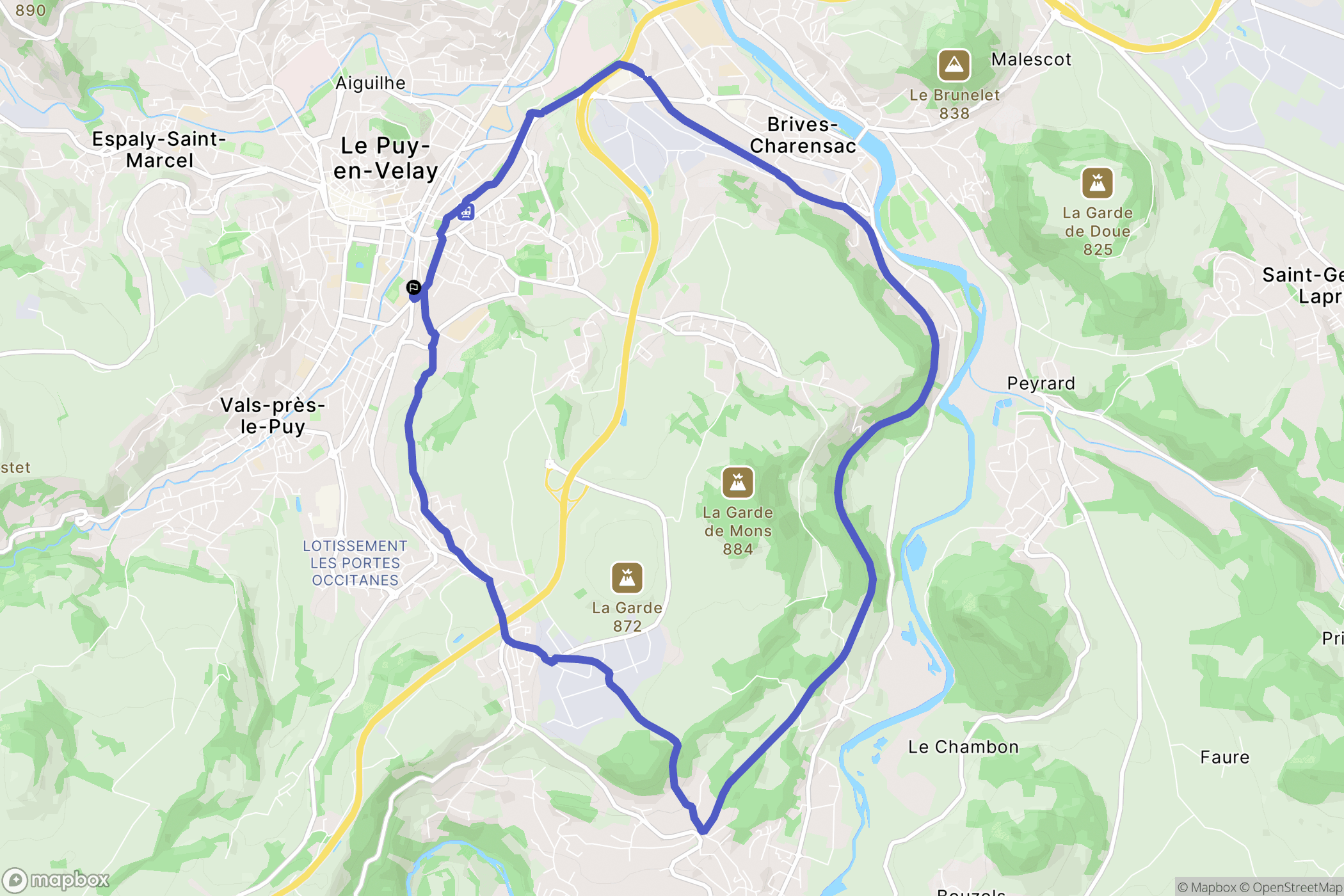 Le Puy-en-Velay : carte du parcours de randonnée - France