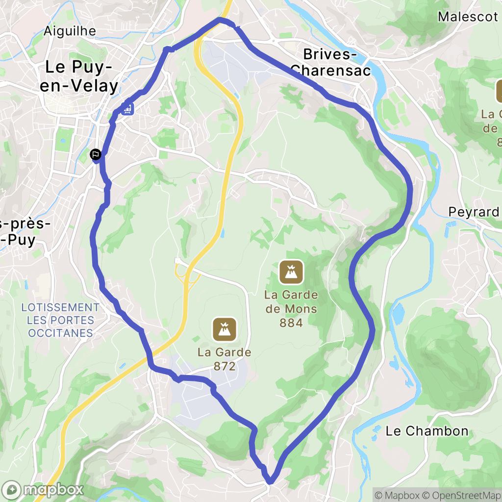 Le Puy-en-Velay : carte du parcours de randonnée - France