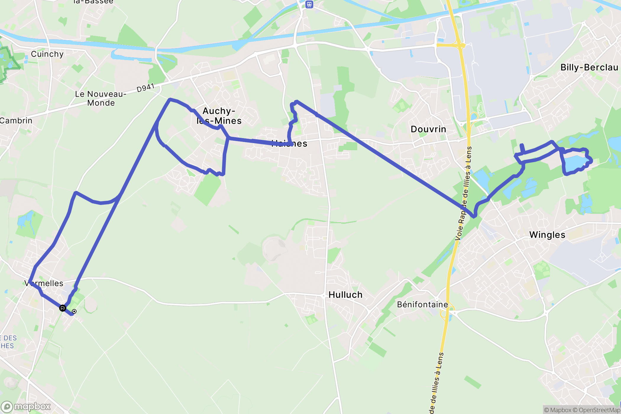 Vermelles : carte du parcours de randonnée - France
