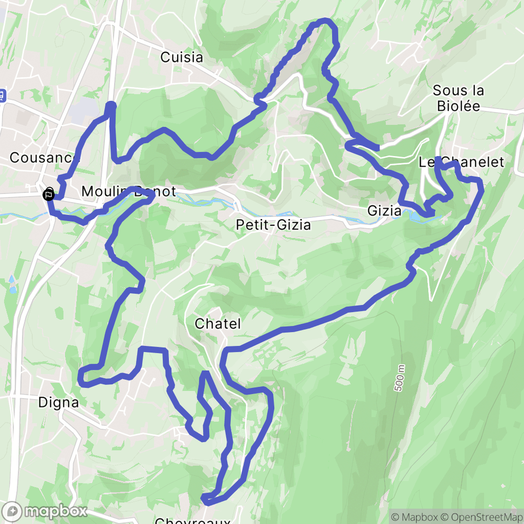 Cousance : carte du parcours de randonnée - France