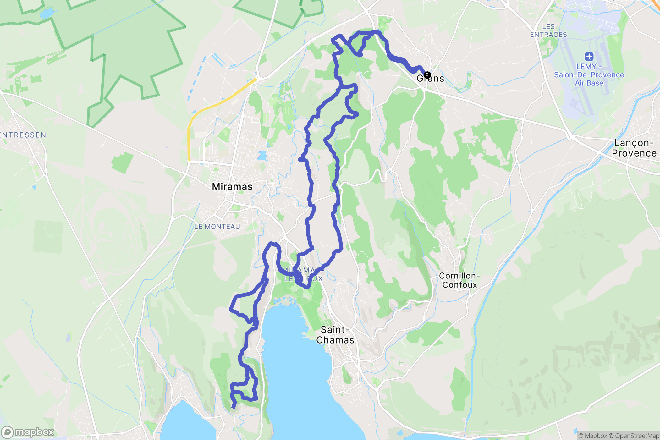Grans : carte du parcours de randonnée - France