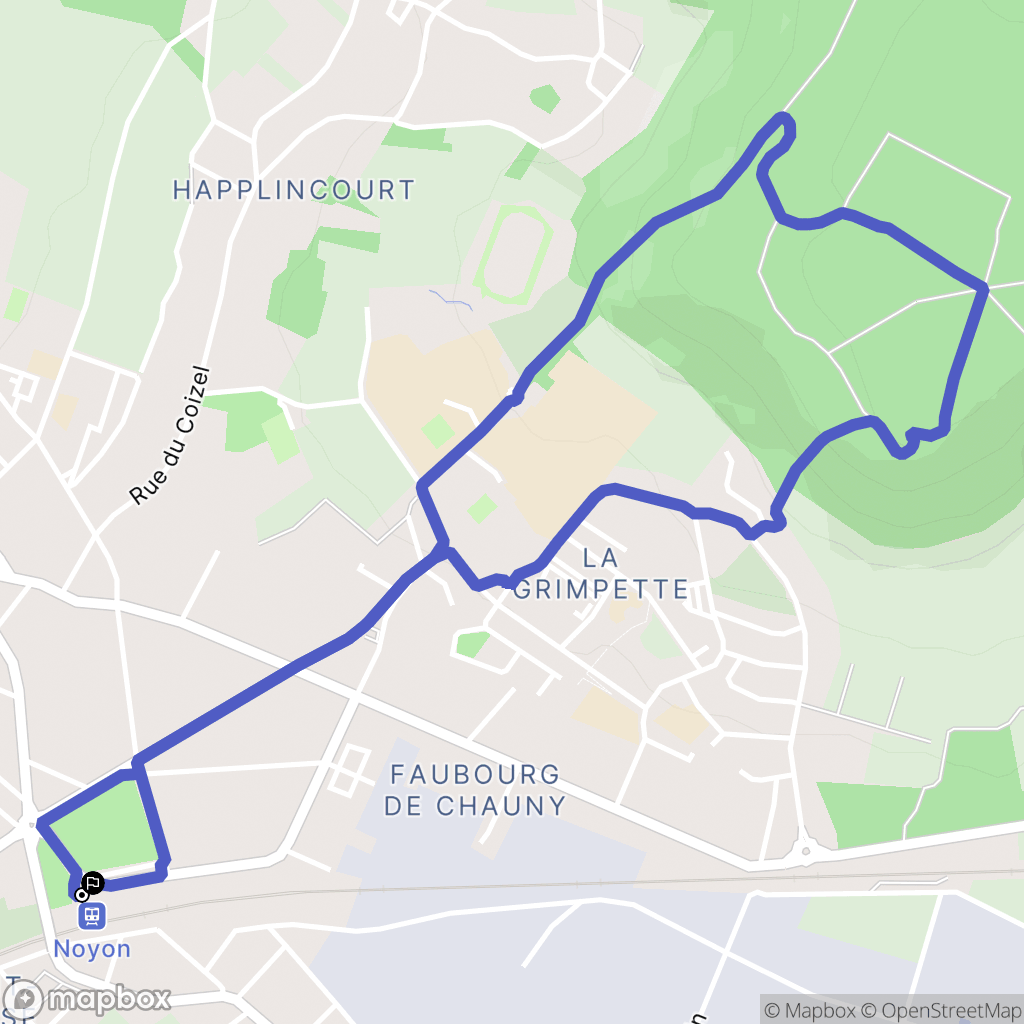 Noyon : carte du parcours de randonnée - France