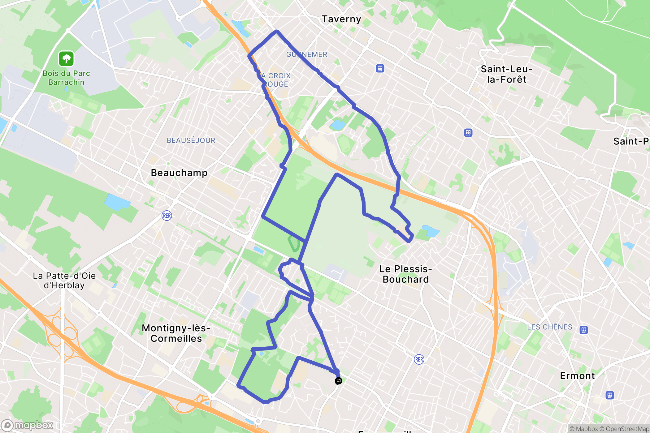 Franconville : carte du parcours de randonnée - France
