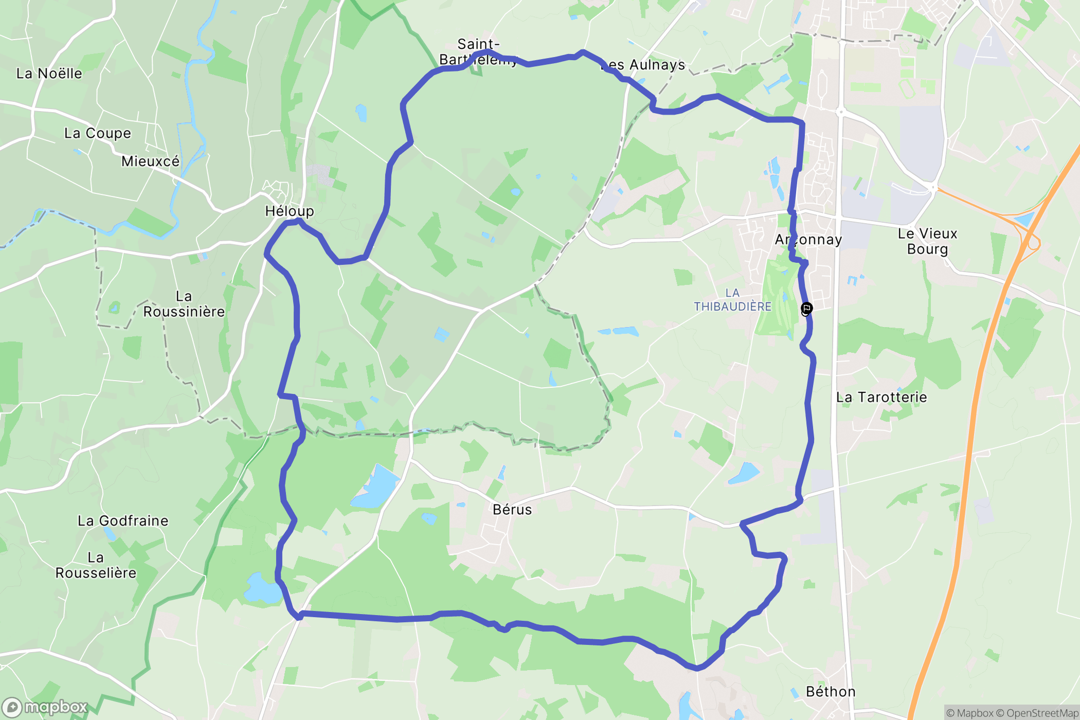Arçonnay : carte du parcours de randonnée - France
