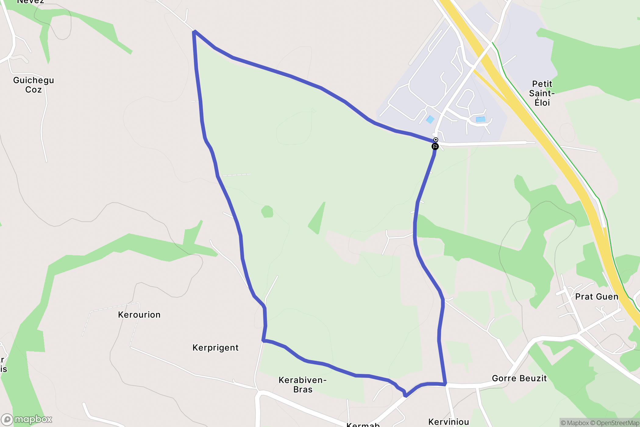 Plouédern : carte du parcours de randonnée - France