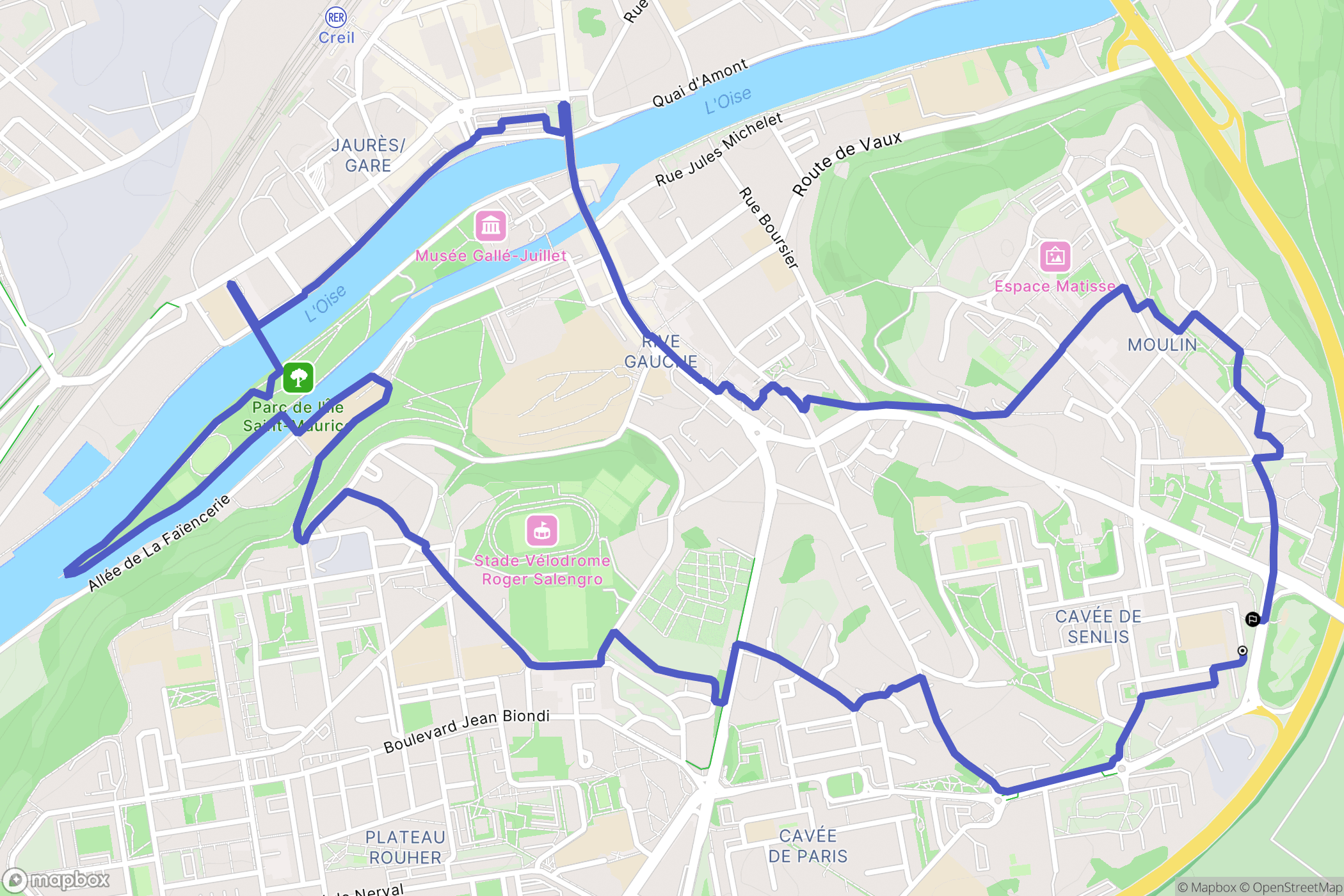 Creil : carte du parcours de randonnée - France