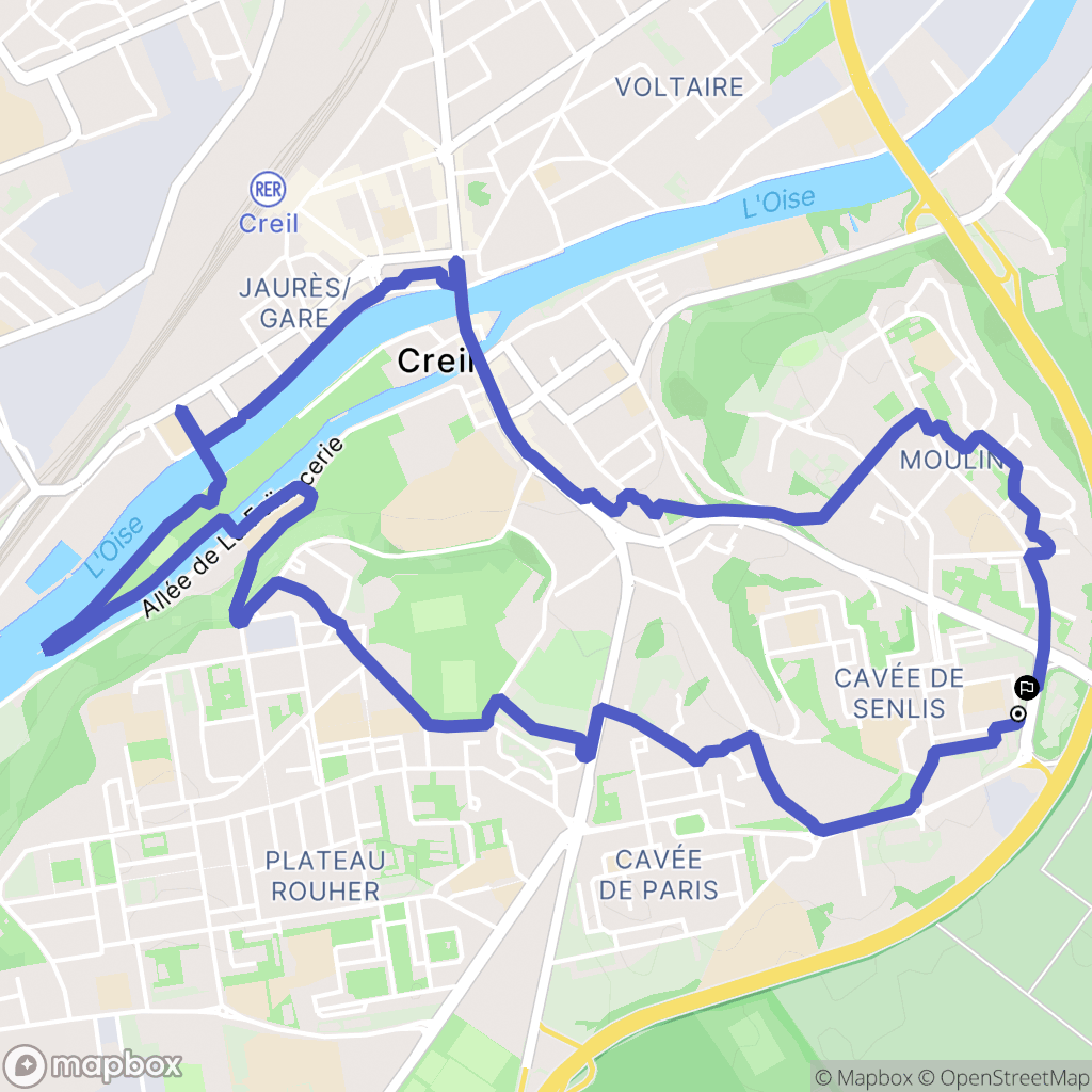 Creil : carte du parcours de randonnée - France