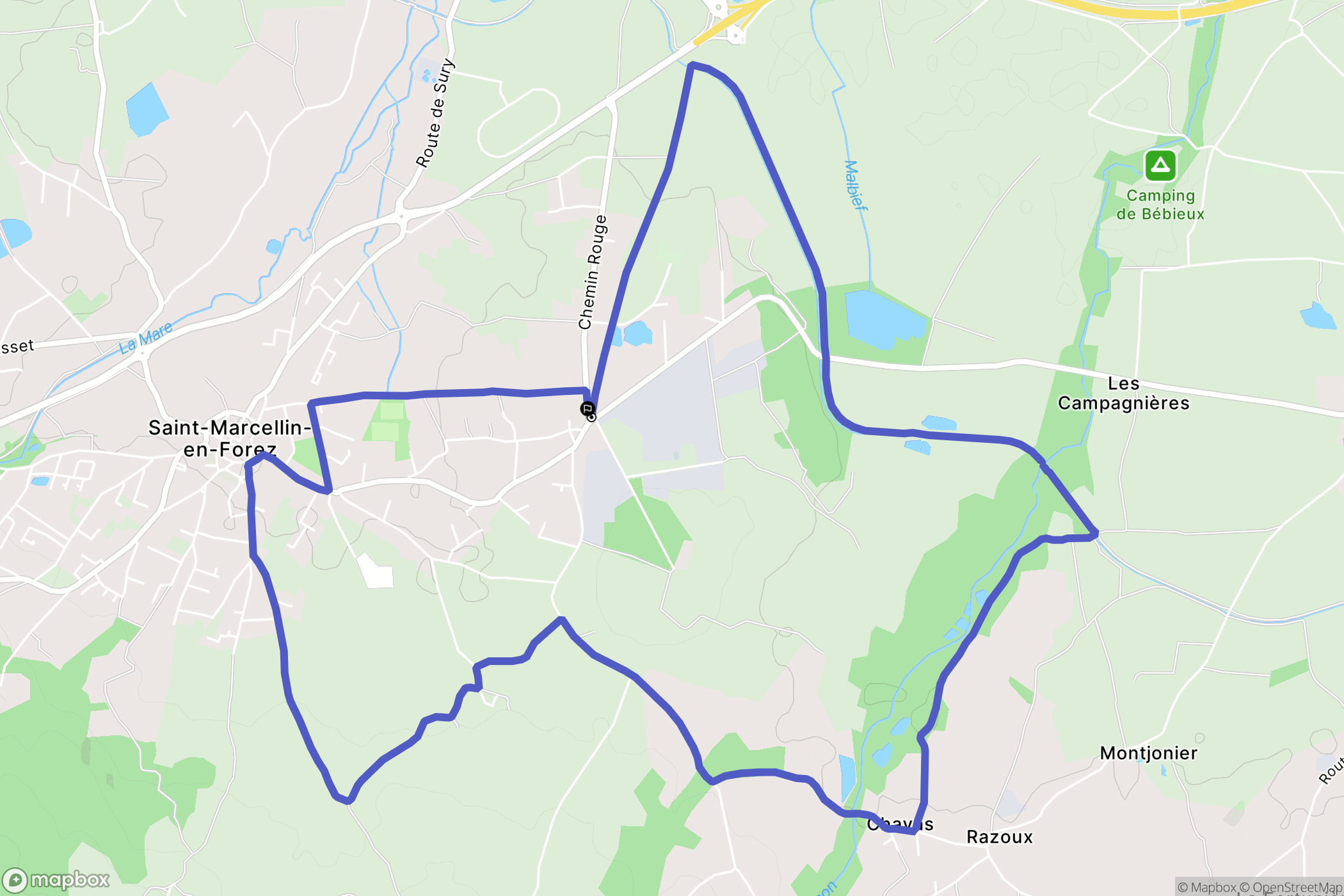 Saint-Marcellin-en-Forez : carte du parcours de randonnée - France