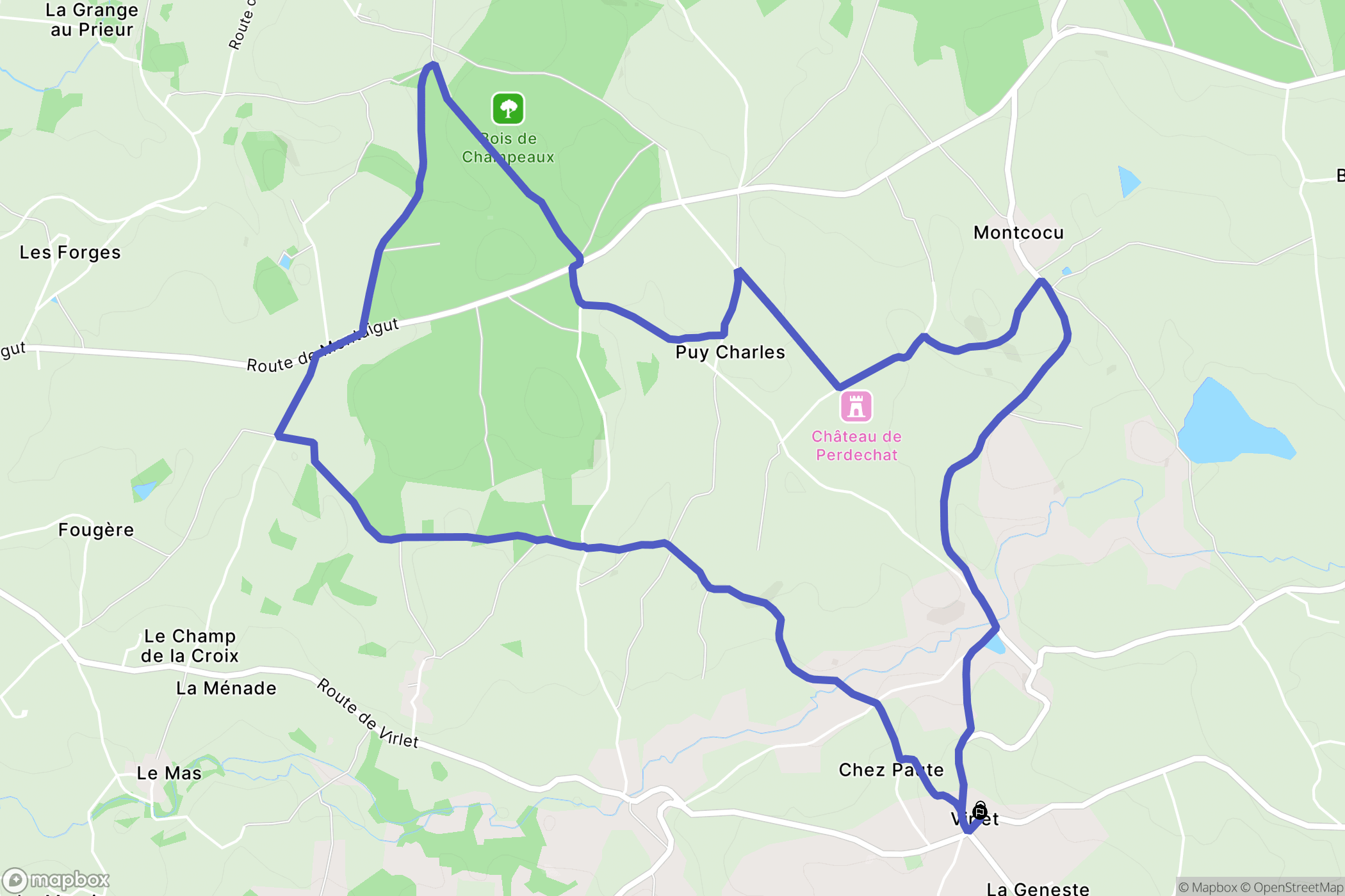 Virlet : carte du parcours de randonnée - France