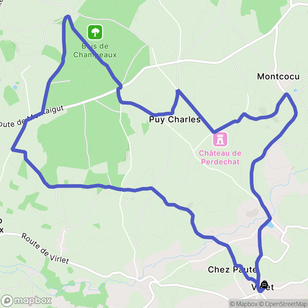 Virlet : carte du parcours de randonnée - France
